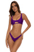 Luli Fama Purple Ocean Scoop Neck Cut Out Top